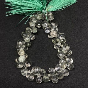 Top Quality Green Amethyst Faceted Drop Shape Briolettes 8&quot; 5x7 6X8 MM Natural Amethyst Side Drilled Teardrops Gemstone Loose Beads Jewelry