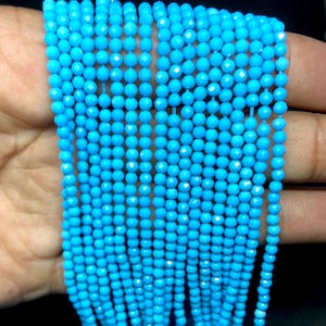 AAA Quality Natural Turquoise Micro Cut Faceted Round Beads 3 MM  Sleeping Beauty Turquoise Faceted Beads Turquoise Round Beads