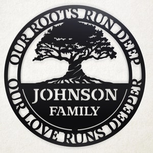 Metal Family Name Sign, Custom Tree of Life Family Name Sign, Housewarming Gift, Personalized Tree Of Life, Tree with Roots Metal Name Sign
