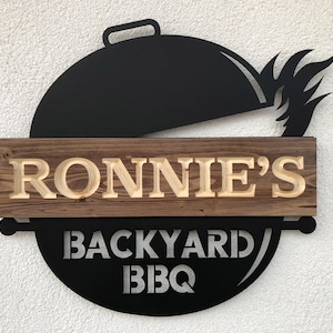 Personalized BBQ Sign, Custom Backyard BBQ Sign, Housewarming Gift, Metal Sign, Wood Sign, Custom Grill Sign, Anniversary Gift, BBQ Sign
