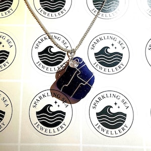 Handcrafted Dark Blue Seaglass Pendant Necklace | Jewellery Irish Unique Gift