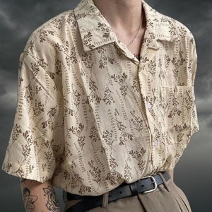 Unisex Button Up Shirt, Cotton Blouse, Streetwear, For Summer, Short Sleeve, Multiple Color