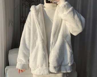 Dainzuy Womens Shearling Fleece Zipper Furry Fluffy Wool Sherpa Fuzzy Jacket Coat Hoodies Outwear Warm Winter 