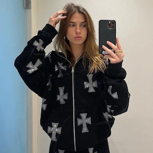 rhinestone jacket zip up