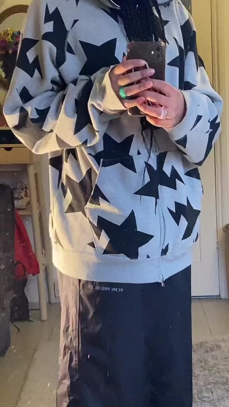 Y2k Hip Hop Streetwear Star Print Hoodies Y2k Clothing Full Etsy Norway