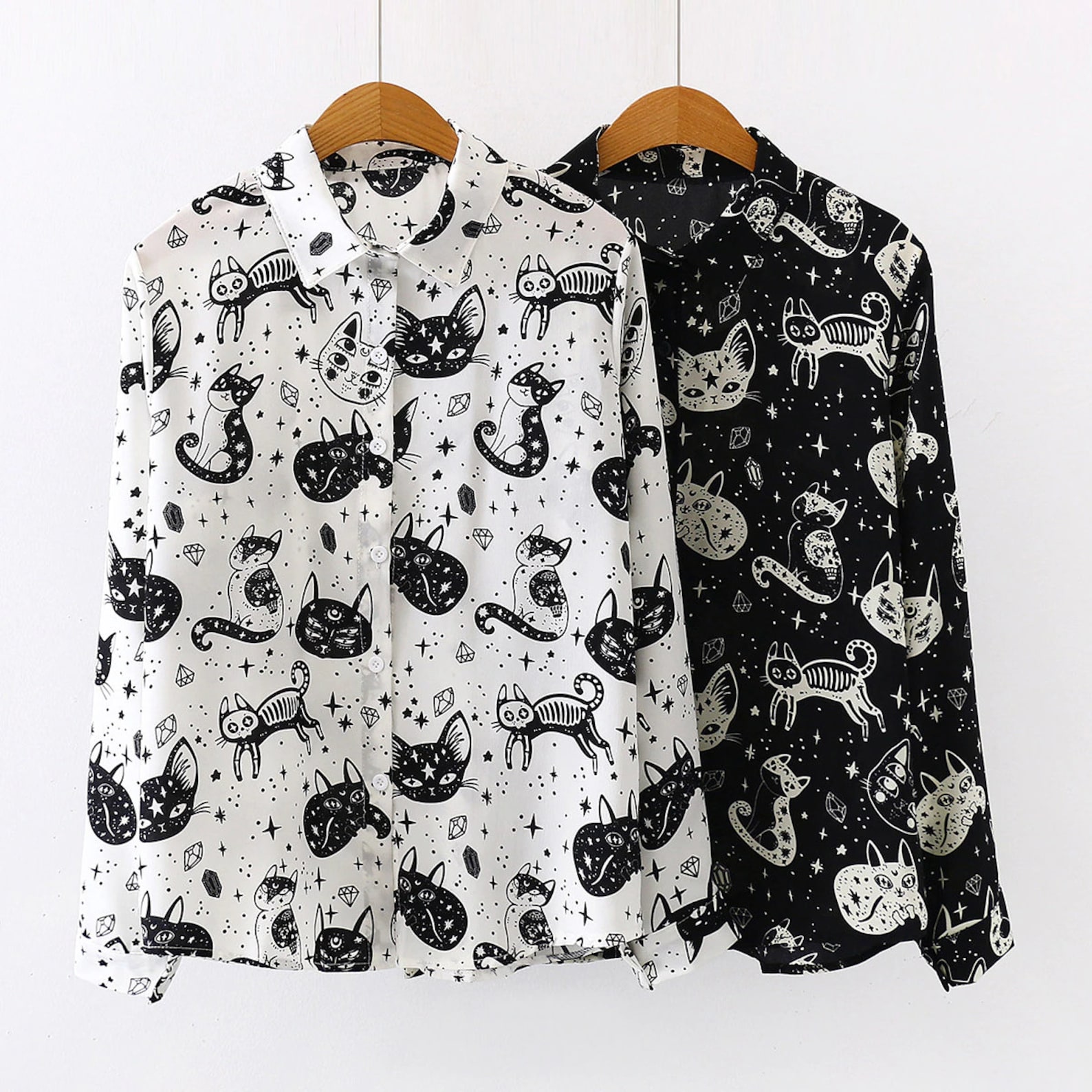 Kawaii Button up Cute Cat Shirt Kawaii Clothing Cat Etsy