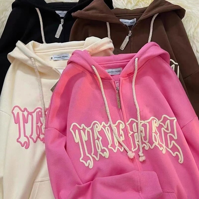 Y2K Cute Embroidered Zip up Hoodie Y2k Clothing Y2k Fashion - Etsy