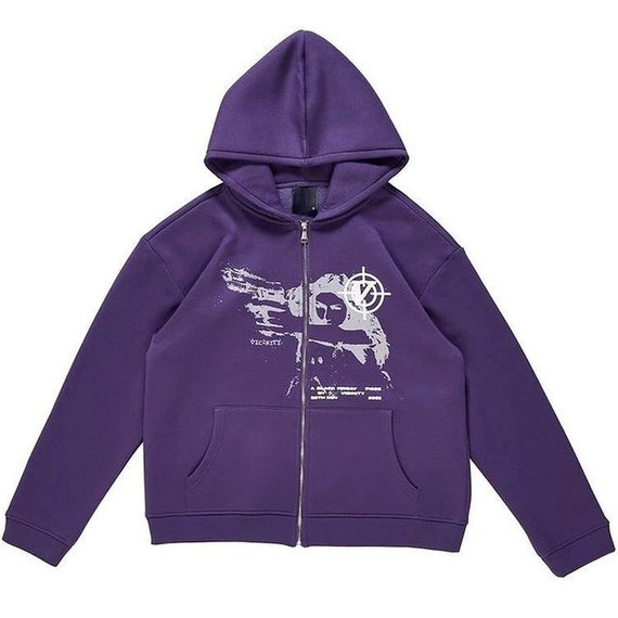 graphic zip up hoodie y2k
