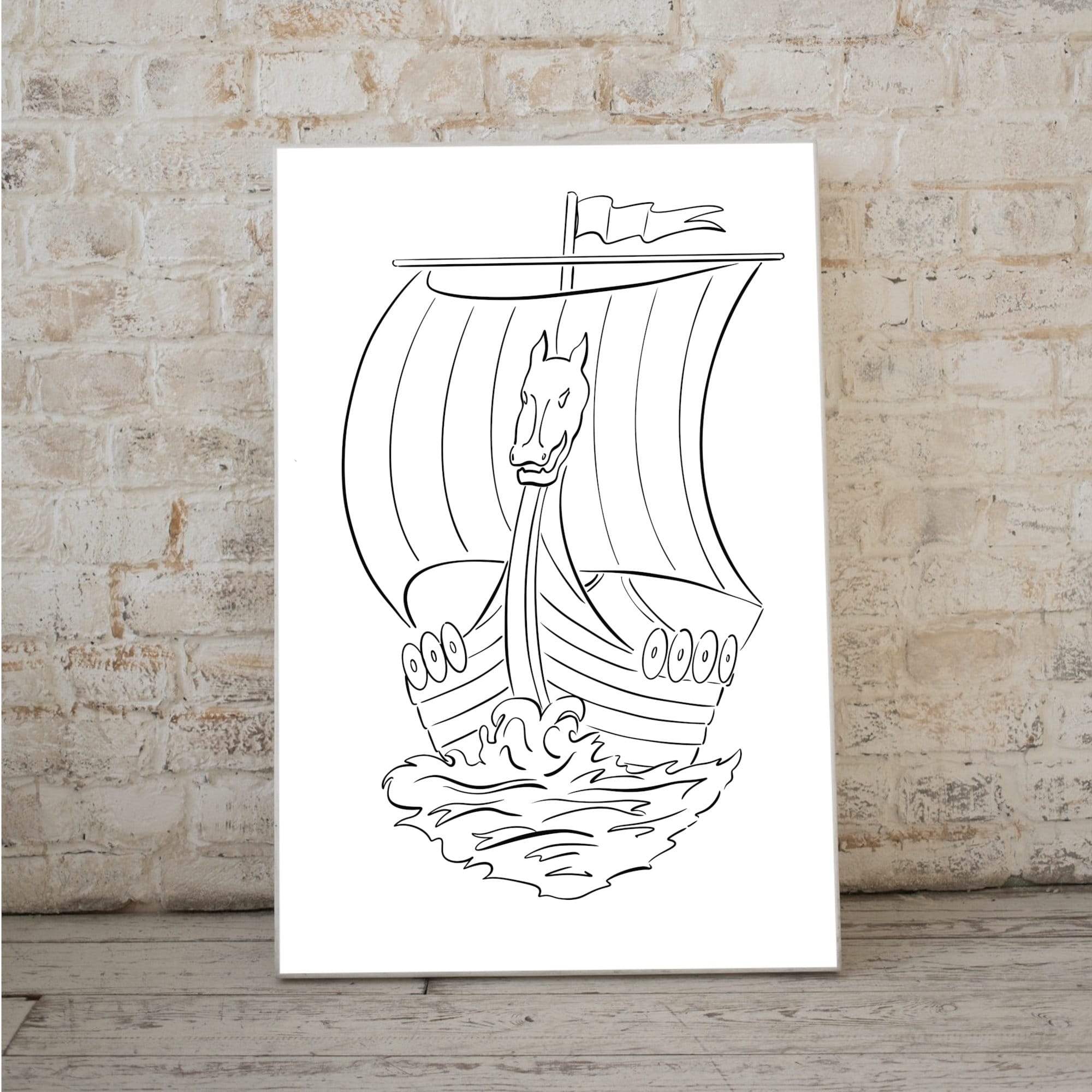Viking Line Simple Viking Ship Line Art