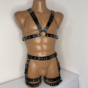 Sling for men&#39;s pants and leather top, men&#39;s leather harness for men, full body bondage, men&#39;s chest harness, gay harness