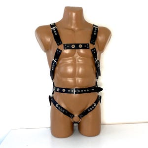 Bondages Men&#39;s harness set with ring, Harness and brief mens, Harness mens festival, Male leather lingerie harness leather harnesses for men