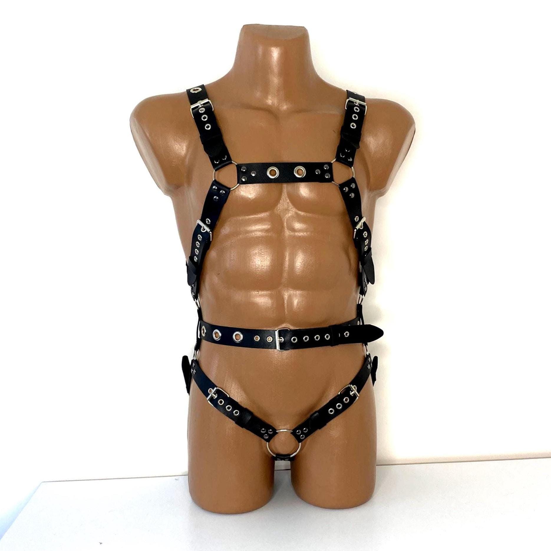 Bondages Men's harness set with ring, Harness and brief mens, Harness mens festival, Male leather lingerie harness leather harnesses for men