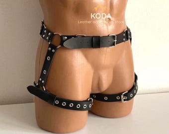 Handmade Leather Leg Harness: Adjustable Thigh Straps, Plus Size