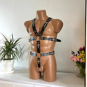 Bondages Men&#39;s harness full body with straps, Bondages harness for mens, Men&#39;s leather suspenders, leather harnesses for men