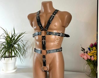 Bondages Men&#39;s harness full body with straps, Bondages harness for mens, Men&#39;s leather suspenders, leather harnesses for men