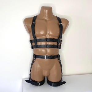 Handmade Leather Men's Harness Set, bondages full body, Jockstraps, Chest and Bottom Harness