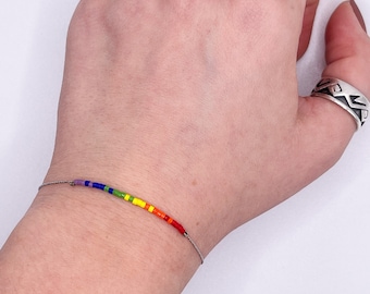 Minimalist Rainbow Chain Bracelet | LGBTQ | Pride