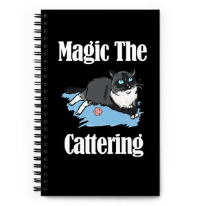Magic the Cattering Notebook, Magic the Gathering Notebook, Gamer Notebook, MtG Gift, Gamer Cat Gift, Table Top Gaming Spiral Notebook