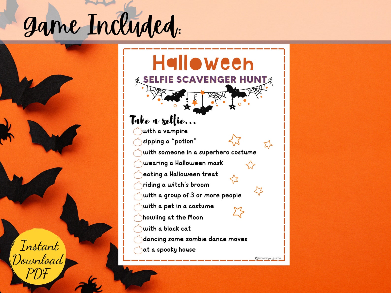 SELFIE SCAVENGER HUNT Halloween Party Game Printable - Etsy