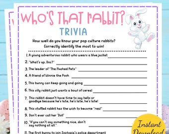 Easter TRIVIA Game: Pop Culture Character Match (PDF Download)