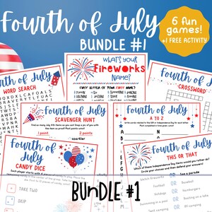 Fourth of July Party Games BUNDLE #1: Printable Independence Day Activities (Digital Download)