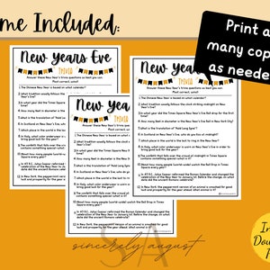 New Years Eve TRIVIA Game New Years Eve Party Game Printable New Years ...