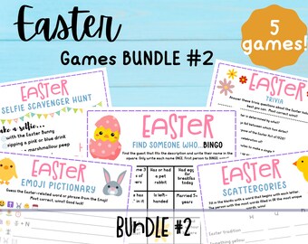 EASTER Party GAMES BUNDLE - 5 Game Bundle - Jeux et activités de Pâques imprimables - Jeux amusants de célébration de Pâques - Bingo, Trivia, + Plus