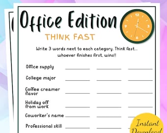 Office THINK FAST Game: Printable Teambuilding Activity (PDF)