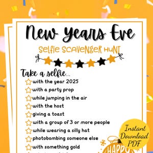 New Year&#39;s Eve Selfie Scavenger Hunt - New Year&#39;s Eve Party Game - Printable New Year&#39;s Activity - NYE Scavenger Hunt - NYE Game 2024-2025