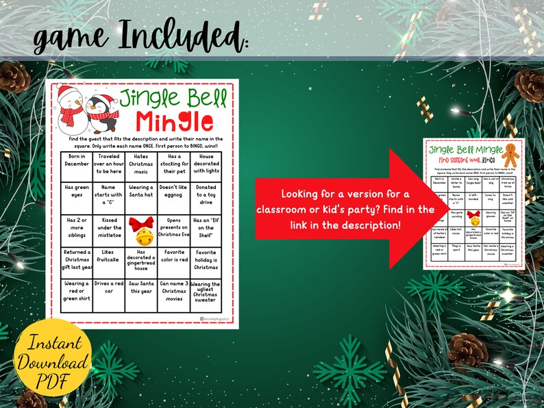Christmas BINGO Game Christmas Find the Guest BINGO Christmas Party Game Christmas Party