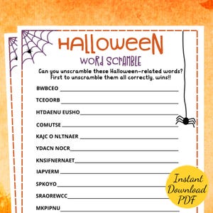 Halloween WORD SCRAMBLE Game: Printable Party Activity (PDF)