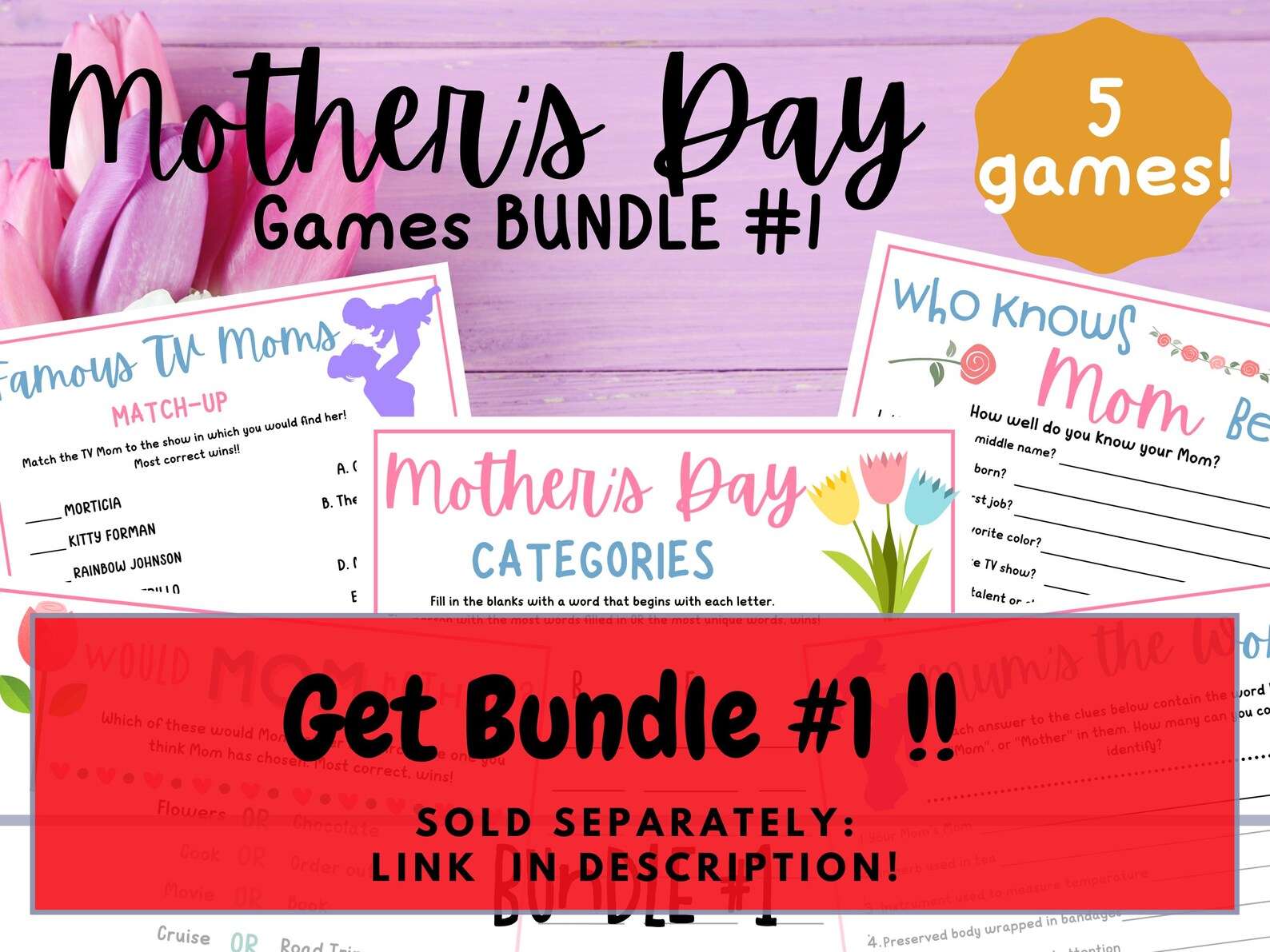 FAMOUS TV MOMS Mothers Day Match - Mothers Day Party Game - Printable ...