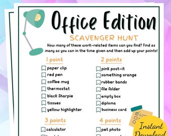 Office SCAVENGER HUNT Game: Printable Teambuilding Activity (PDF)
