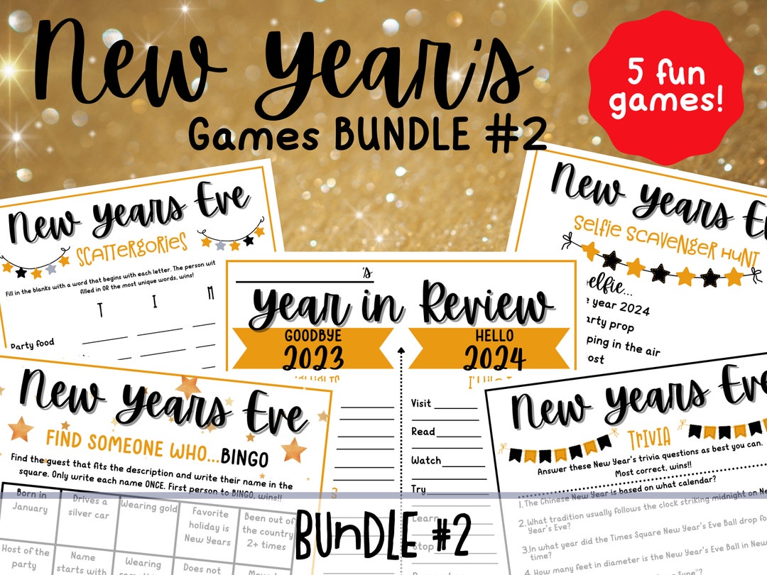 New Years Eve Party GAME BUNDLE 5 Game Bundle Printable - Etsy