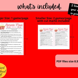 Romantic Movie TRIVIA Game Valentines Day Party Game Printable ...