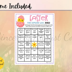 Easter FIND SOMEONE Who BINGO Game: Printable Party Activity (digital ...