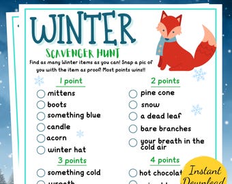 Winter SCAVENGER HUNT Game: Family Snow Day Activity (Printable PDF)