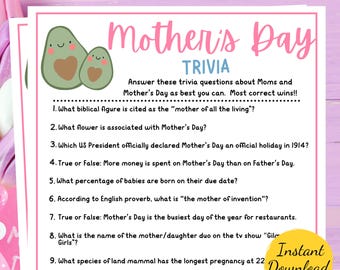 Mother's Day TRIVIA Game: Fun Printable Quiz (Digital Download)