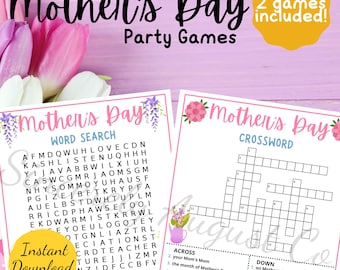 Mother's Day WORD SEARCH & CROSSWORD Games (Printable)
