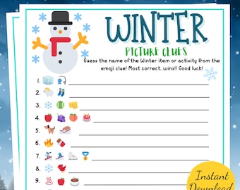 Winter PICTURE CLUES Game: Printable Emoji Guessing Game (PDF)