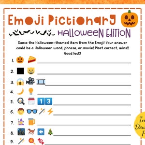 Halloween EMOJI PICTIONARY Game Printable Halloween Party - Etsy