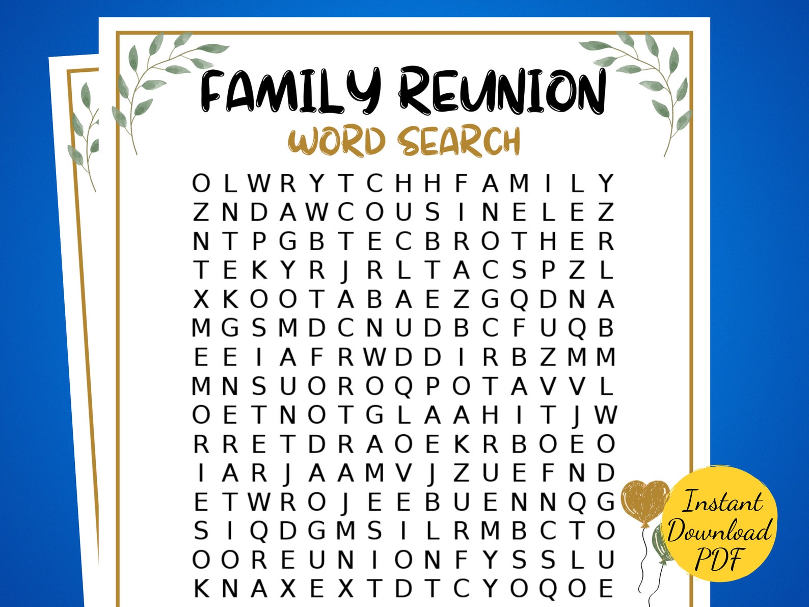 Family Reunion WORD SEARCH Family Reunion Party Game Printable Family ...