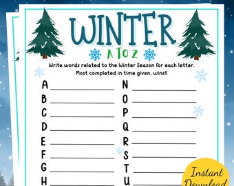 Winter A to Z Game: Printable Party Activity (PDF Download)