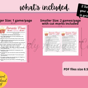 ROMANTIC MOVIE TRIVIA Game - Valentines Day Party Game - Printable ...