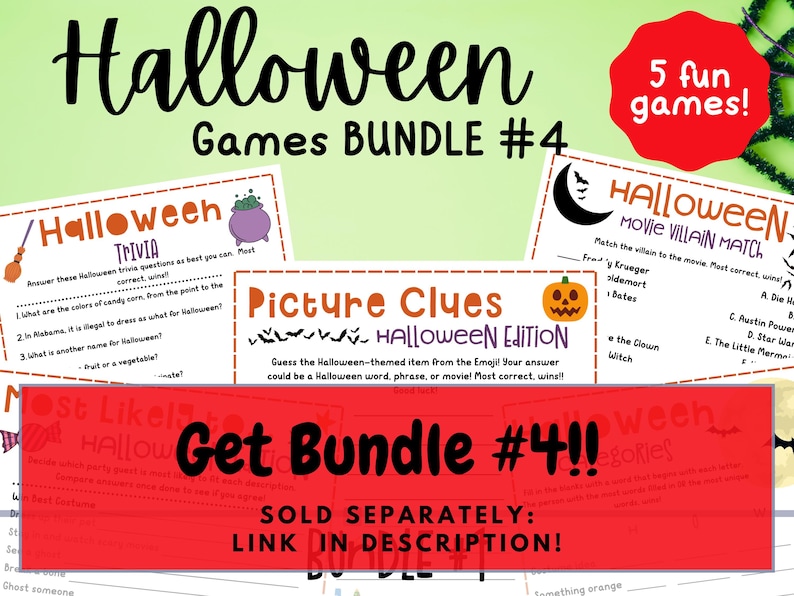 Horror Movie PICTURE CLUES - Printable Halloween Party Game - Halloween ...