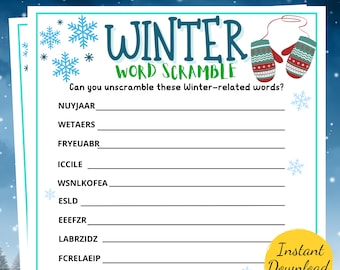 Winter WORD SCRAMBLE Game: Printable Activity (PDF)
