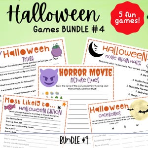 Halloween Party Game BUNDLE #4: Printable Activities (Digital Download)