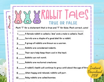 Easter RABBIT TALES Game - Easter True or False Rabbit Game - Easter Party Game - Printable Easter Celebration Activity - Easter Trivia