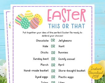 Easter THIS OR THAT Game - Easter Would You Rather - Easter Party Game - Printable Easter Celebration Activity - Easter for Kids & Adults