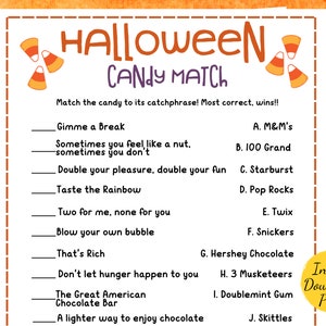 Halloween CANDY MATCH Halloween Party Game Printable - Etsy